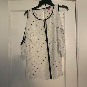 Vince Camuto White and Black Polka Dot Blouse